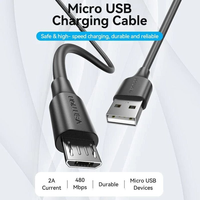 Vention Cable USB 2.0 CTIBD USB A a Micro-USB B, 0,5 m, Negro